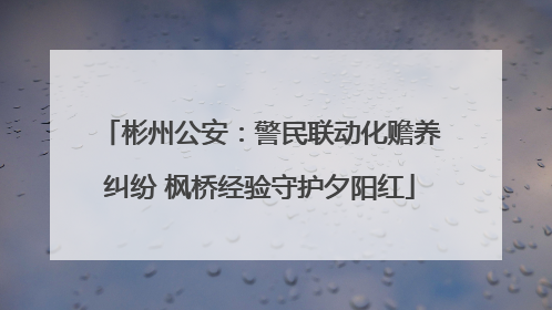 彬州公安：警民联动化赡养纠纷 枫桥经验守护夕阳红